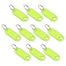 Plastic Key Tags with Split Ring Keychain ID Label Window 50x20mm, Yellow 10Pcs
