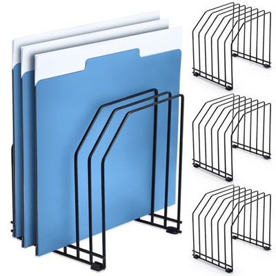Wire File Organizer for Desk 4 PCS 6 Sections Metal Magazine File Holder