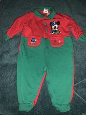 Vintage Disney Store Infant 18M Minnie Mouse Romper Sweatshirt Snow Holiday