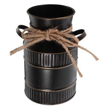 Retro Iron Bucket Flower Arrangement Vase Metal Decorative Rustic Style