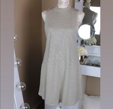 GUC Fleur Bleue Black & White Stripe Sleeveless A Line Dress  Sz M FREE SHIPPING