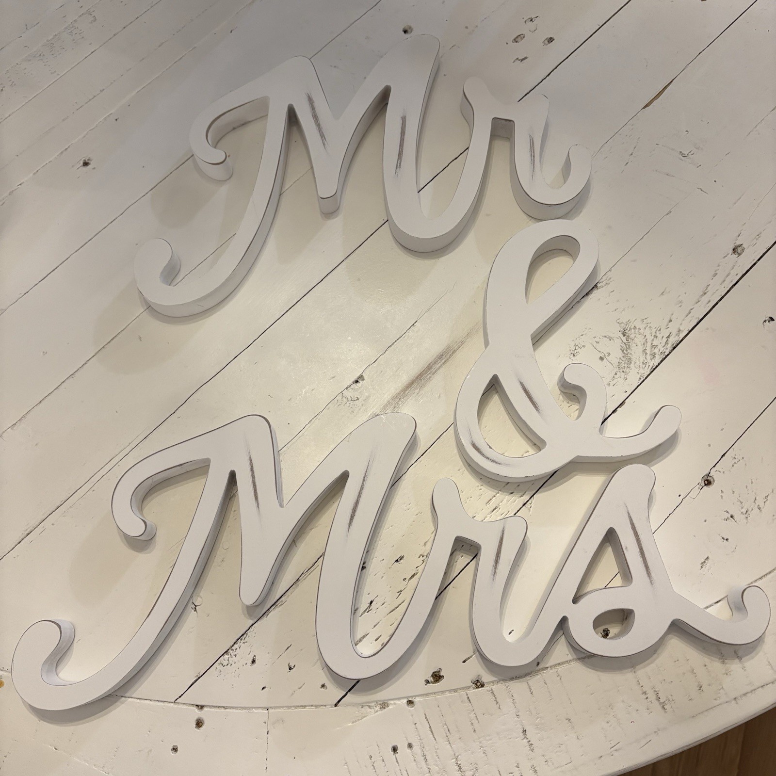 Mr. & Mrs. 3-Piece Sign Decor for Wedding, Shower, Engagement, Antique White