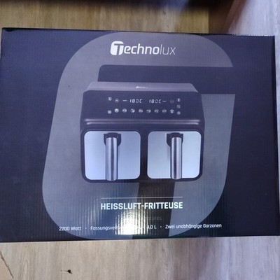 TECHNOLUX Heißluft-Fritteuse - schwarz-silber - 2x 4 Liter
