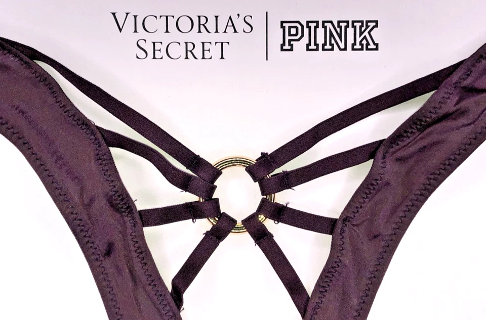 Victoria's Secret Muy Sexy Nuevo Con Etiquetas Anillo Herrajes Entrepierna Tanga Panty Pequeño Púrpura Foto 3 de 4