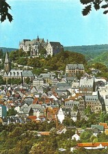 AK Marburg an der Lahn - Altstadt, Schloss, Kirche - ca. 1970