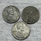 #3O: (New Low $) Set of 3 1943 Rare Steel Lincoln Wheat Cent-You Grade-Bid Now