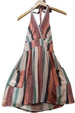American Eagle Womens Linen Halter Mini Dress Sleeveless Size XS Multi Stripe