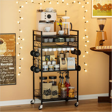 Coffee Bar Station with Storage Drawer - 5 Tier Coffee Table Countertop Organize