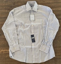 Tommy Hilfiger Ithaca Dress Shirt Mens 15.5 34/35 White Striped Long Sleeve