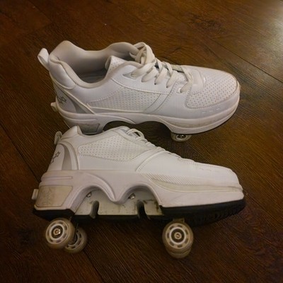 Rollschuhe und Sneaker / Quad Roller Skater auf Knopfdruck