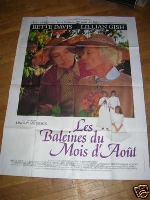 AFFICHE FILM 120x160 / LES BALEINES DU MOIS D'AOUT / BETTE DAVIS / TRES BON ETAT