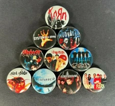 Nu Metal 1" Button Pin Set Korn Linkin Park Limp Bizkit (10 pins total)