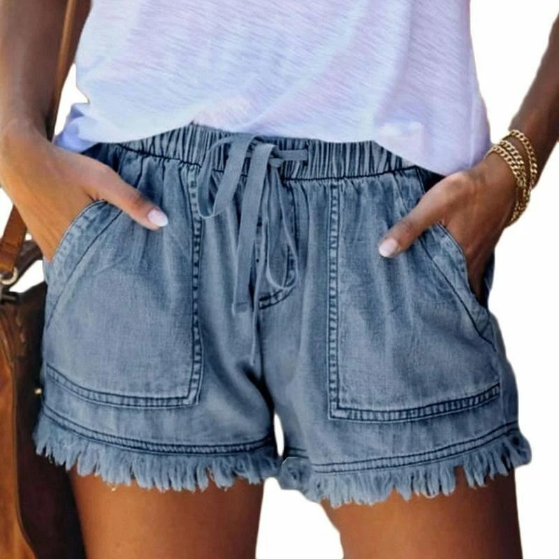 Plus size elastic waist clearance jean shorts