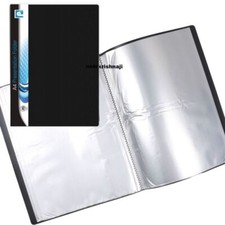 A4 Document Certificate Display Folder 20 Plastic Transparent Pockets Black
