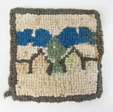 Small Vintage Primative Hooked Folk Wall Art