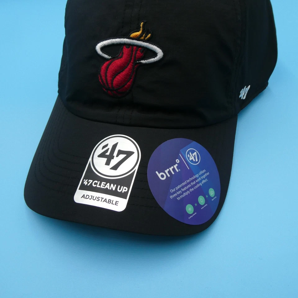 '47 Brand Miami Heat Hat Mens Back Strap Black Running Cap Basketball NBA New - Image 2 of 4