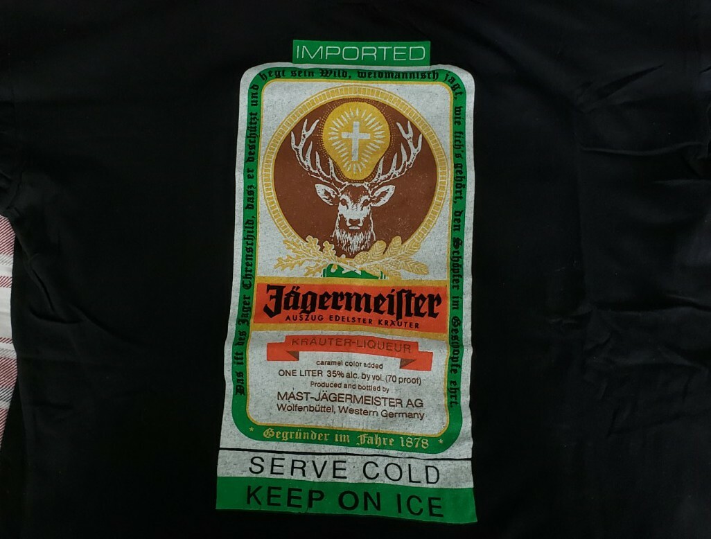 Vintage Jagermeister Killer Bee Black 2Sided Short S… Gem