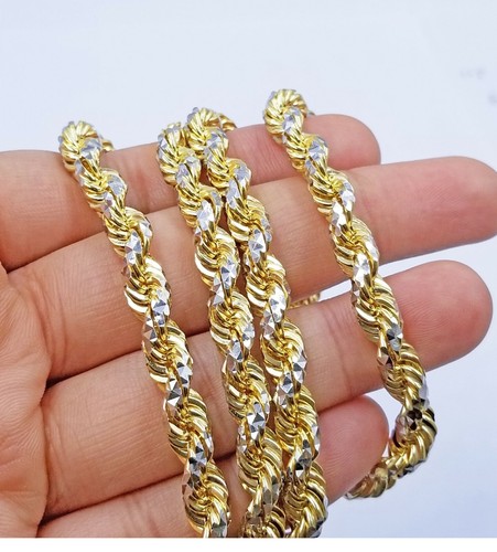 Solid 10K Gold Rope Chain 7mm Men's 