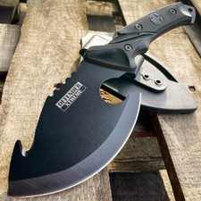10" Tactical FULL TANG Fixed Blade Survival Axe Hunting Knife Hatchet BLADE