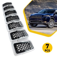 Front Hood Grille For Insert 2019-22 Jeep Cherokee Wchrome Trims Honeycomb Mesh Front Hood Grille For Insert 2019-22 Jeep Cherokee Wchrome Trims Honeycomb Mesh