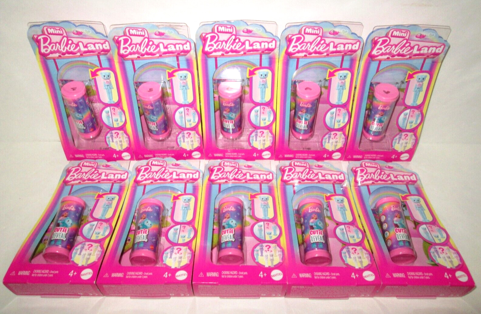 Barbie Mini BarbieLand Surprise Color Cutie Reveal Doll & Pet Lot (10 Packs)