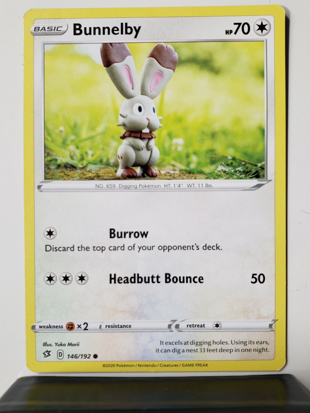 Bunnelby 146/192 Near Mint - Yuka Morii Clay Art Rebel Clash Pokemon Card