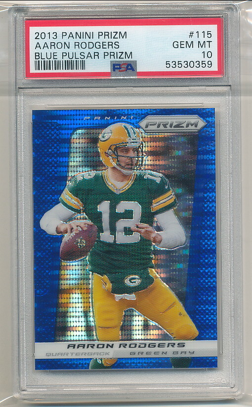 2013 Panini Prizm Aaron Rodgers Blue Pulsar PSA 10