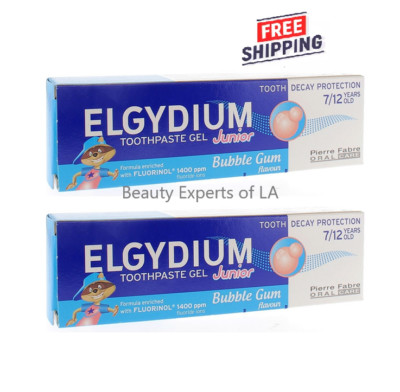 2X Elgydium Toothpaste Gel Junior Decay Protection 7/12 Years Old 50ml Exp 09/27