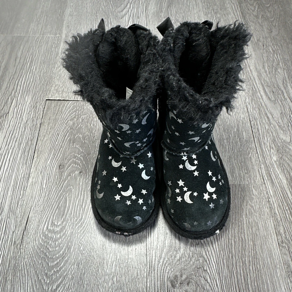 UGG 1119170T Toddler Baby Moon & Stars Leather Warm Sheep Fur Boots Size 8 - Image 4 of 4