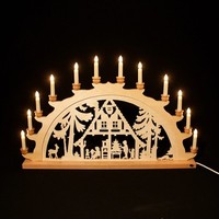 Holz-Schwibbogen Lichterbogen Waldhaus Kinder 70 Cm Made Im Erzgebirge Birke