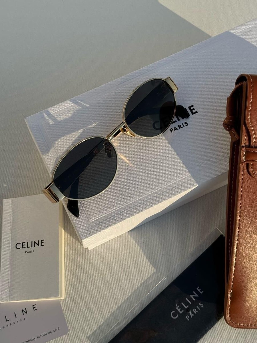 Celine Sunglasses in Gold Metal Frame with Brown Lenses | eBay