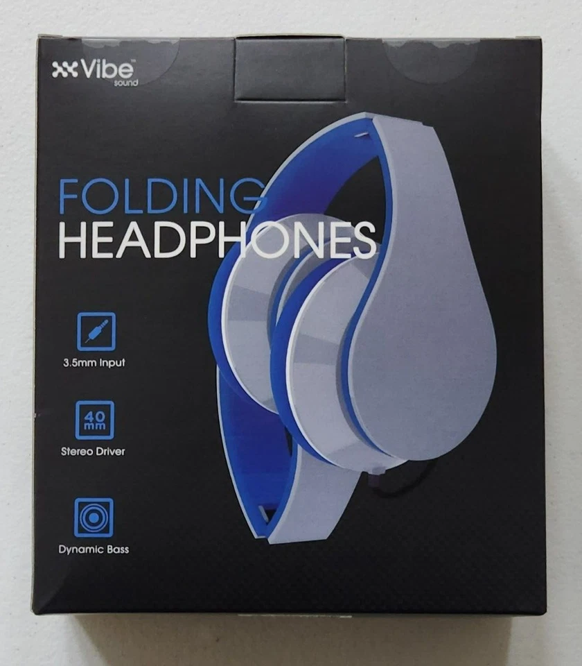 AURICULARES PLEGABLES VIBRA GRIS/AZUL ENTRADA 3,5 MM ESTÉREO CONTROLADOR GRAVES DINÁMICOS (NUEVOS) Foto 2 de 2