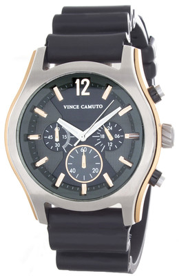 Vince Camuto Mens The Cruiser Grey Dial Black rubber Strap Watch