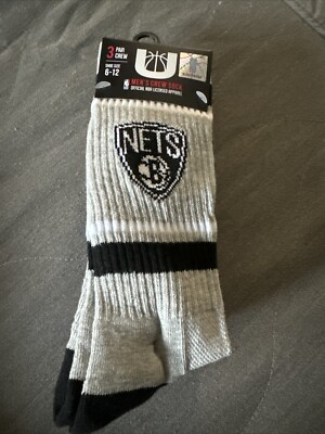 Ultra Game NBA Brooklyn Nets Men's Crew Socks Pair Pack