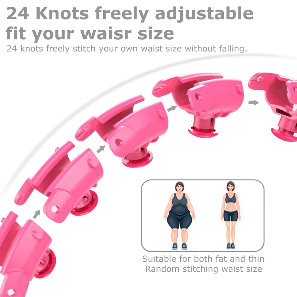 Hula Hoop Collapsible Weighted Fitness Waist Abs Exercise Gym Workout Body Build - Image 4 of 4