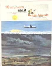 1954 Vintage United Airlines Magazine Ad The Air is Yours Fly Above the Weather