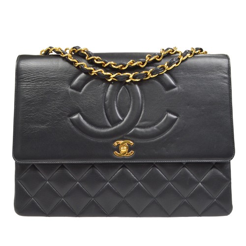Chanel Black Lambskin Maxi Straight Flap Shoulder Bag 65023
