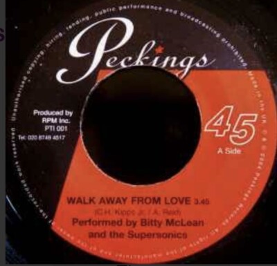 BITTY MCLEAN / WALK AWAY FROM LOVE 7インチ Bitty McLean And The Supersonics - Walk Away From Love (7