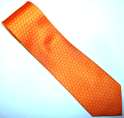 Orange ''O'' with Loop Pattern Silk Neck Tie Michael Bruce 57'' L x 3.5'' W (E426)