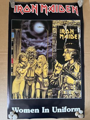 iron maidden women in uniform 1980s original vintage poster Music