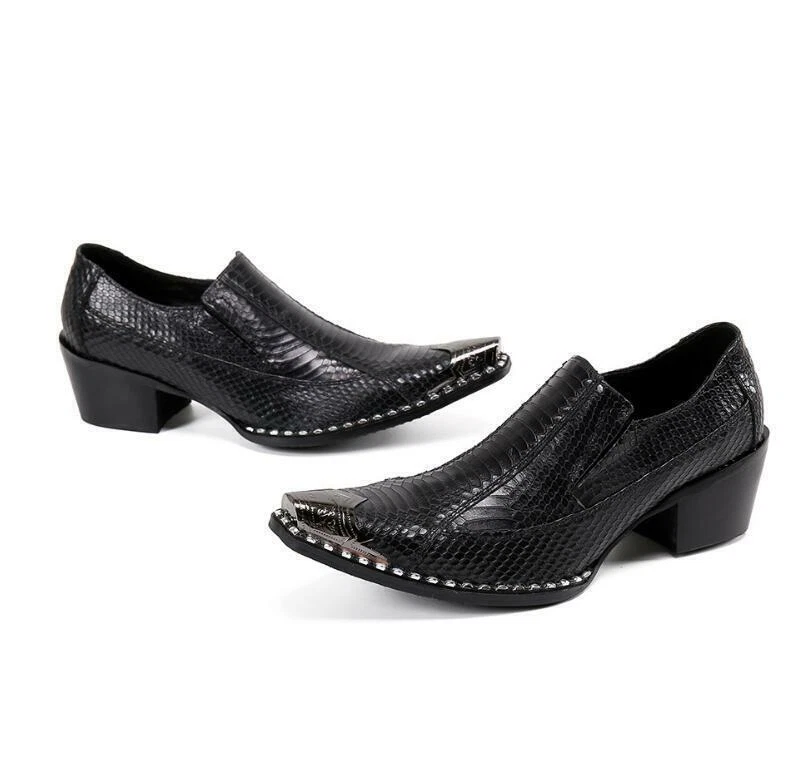 Мужские кожаные оксфорды с заостренным носком искусственный крокодил деловая повседневная обувь - Изображение 2 из 4
