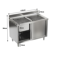 New Single/Double Bowl Stainless Steel Commercial Catering Sink Storage Cabinet