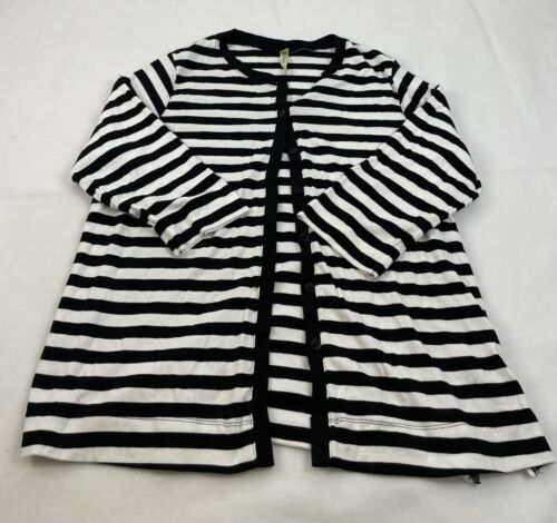Woman’s White Stag Plus Size 1X Black White Striped Button Cardigan SEE PHOTOS