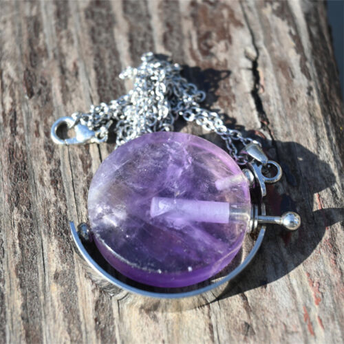 1.4" Amethyst perfume bottle Natural reiki crystal pendant reiki gift 1pc - Picture 9 of 13