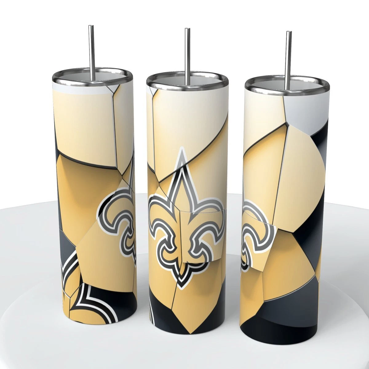 Abstract Blocks football Skinny Steel Tumbler with Straw, 20oz