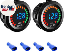 2 Pcs Waterproof Voltmeter For Car Dc 12v Led Digital Display Voltage Gauge Wit
