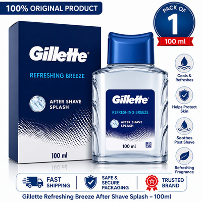 Gillette Refreshing Breeze After Shave Splash 100ml x 1 White Fresh Men Care