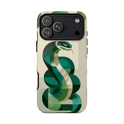 Phone Ink - Case for iPhone Galaxy Pixel - Emerald Snake Scandinavian Two Tone