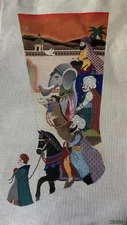 RARE! Dede Large 21" WISE MEN Nativity Stocking Hand Painted Needlepoint  Canvas