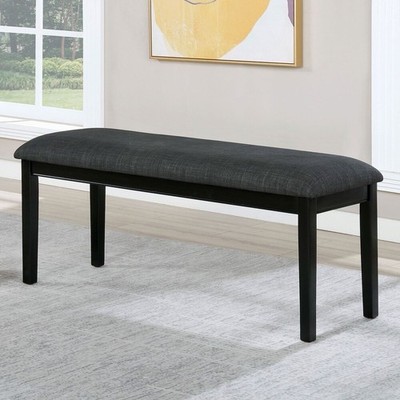 Upholstered Black Bench Contemporary Wood Frame Matte Finish 42x14x20 in